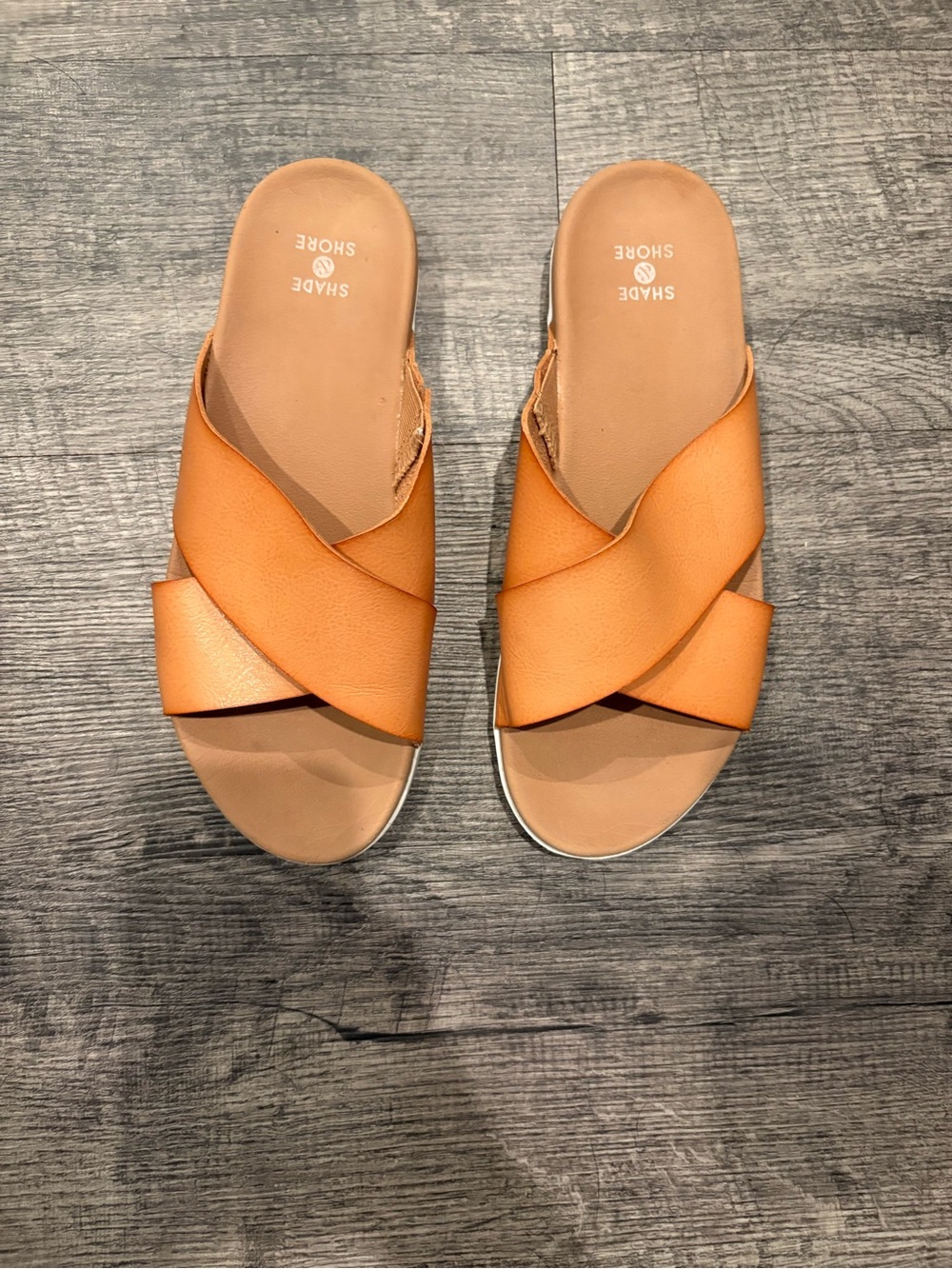 Shade & Shore Women's Orange Crisscross Slide Sandals